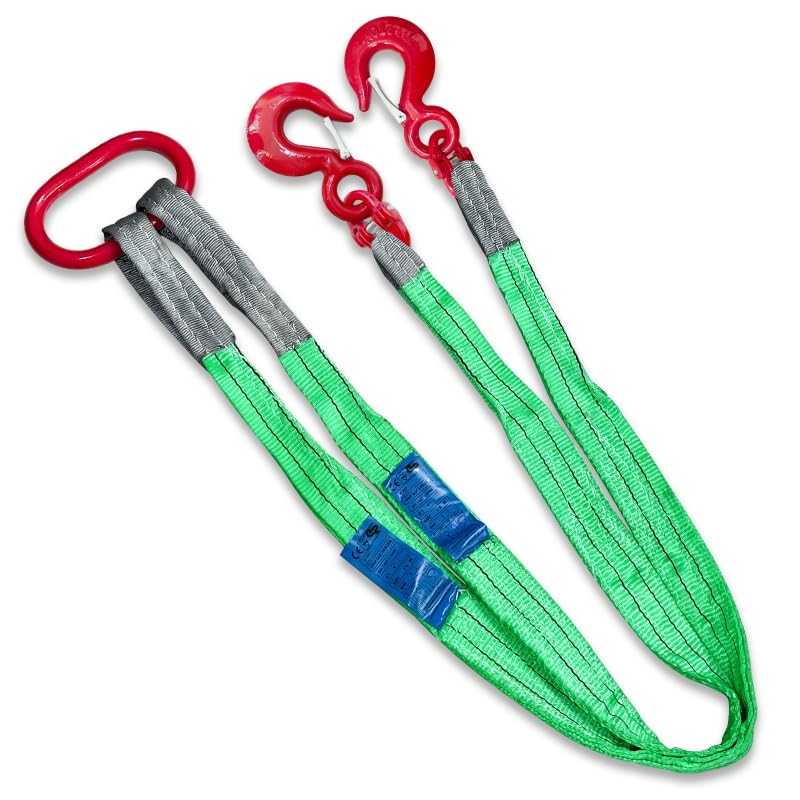SENKEYFE Heavy Duty Two Leg Bridle Web Sling 5ft 8800lbs Capacity Lifting Slings Straps with G80 Alloy Steel Grab Hooks Polyester Bridle Sling for Cargo Security Towing and Handling - Image 1